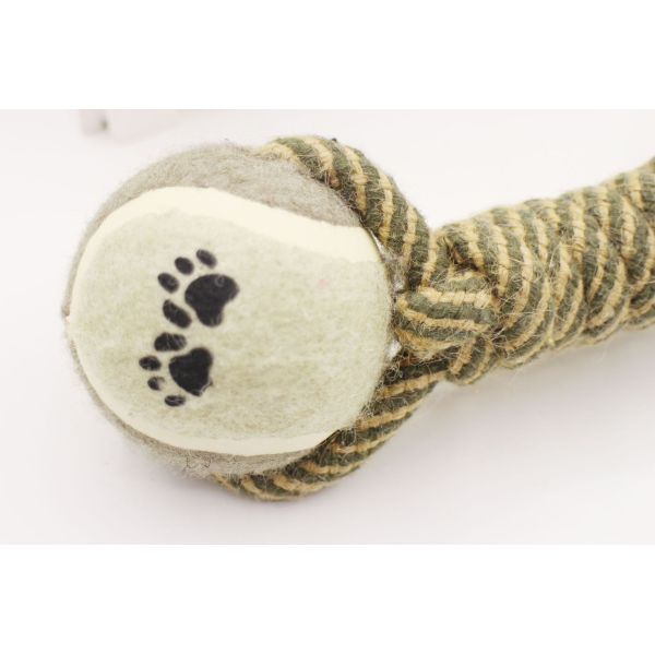 Juguete de cuerda para perros Mediano y grande Dumbbells de juguete Pelota de tenis Canta de algodón Juguete de mascar para perros