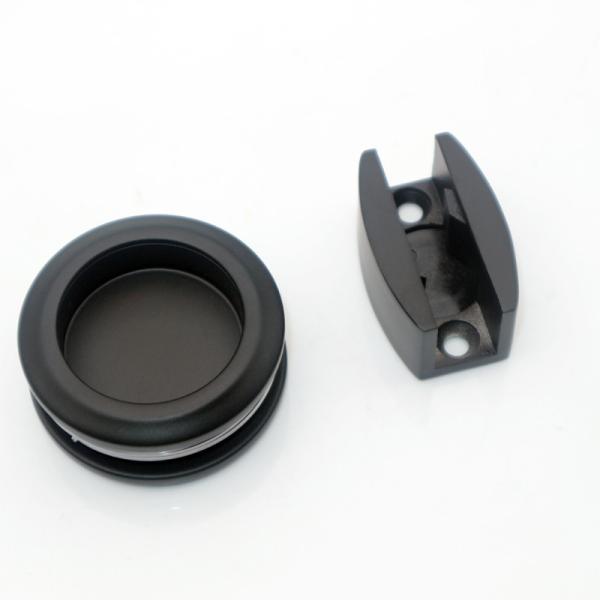 Kit de porta de chuveiro de forma redonda de forma de bandeja preta para 8-12 mm de vidro seguro