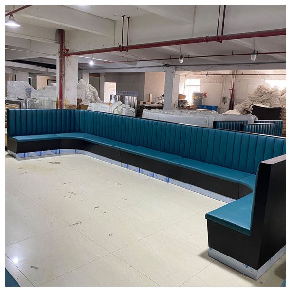 Customization U Shaped Wooden Restaurant Booths Seating Coffee Shop Furniture PU Leather Sofa Bench