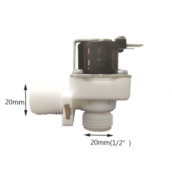 Válvula solenoide G1/2 DC 12V 24V AC 220C Válvula de água de plástico ângulo direito Tipo 90 graus normalmente fechado