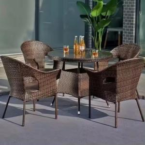 Hotel Rattan Lounge Set Oem Outdoor Lounge Set de Jantar para pátio