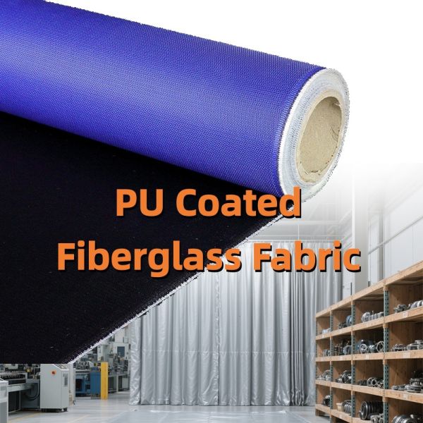 Passive Fire Protection PU Coated Fiberglass Fabric 460 g/sqm 0.41 mm Flame Retardant Polyurethane Coated Fabric
