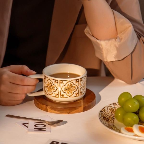 Retro Style 200ml Turkish Coffee Cups With Saucer And Vintage Ceramic Tea Plates Set
