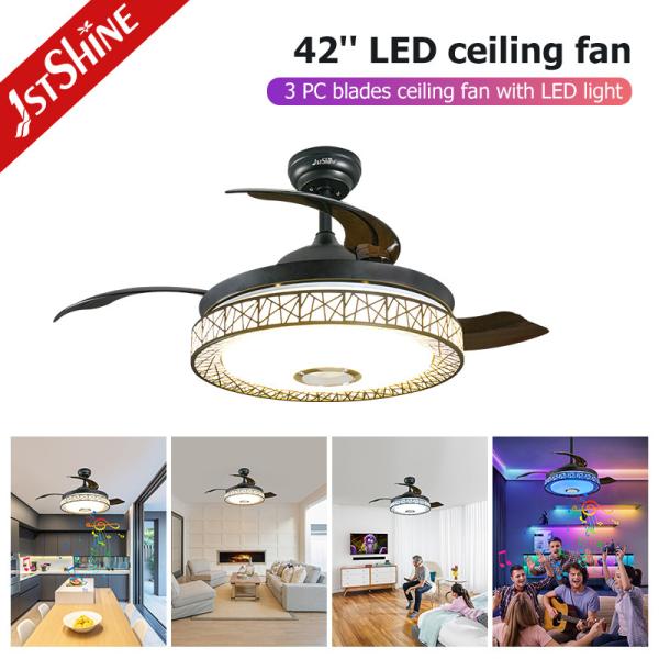 Ventilador de teto de música LED multifuncional de 42 polegadas com alto-falante Hifi e luz disco RGB