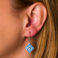 925 com os brincos azuis chaves de Sterling Silver Natural Greek Opal Dangle Crystal para mulheres