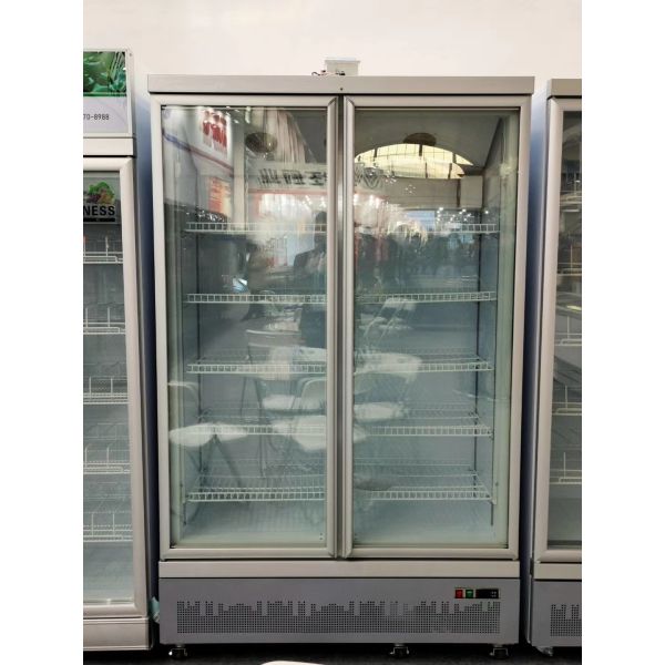 Double door glass door stainless steel air-cooled large capacity beverage cabinet