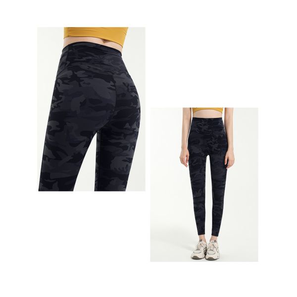 Дамы нейлона туго камуфлируют Activewear брюк йоги камуфлирования серого цвета Eco брюк