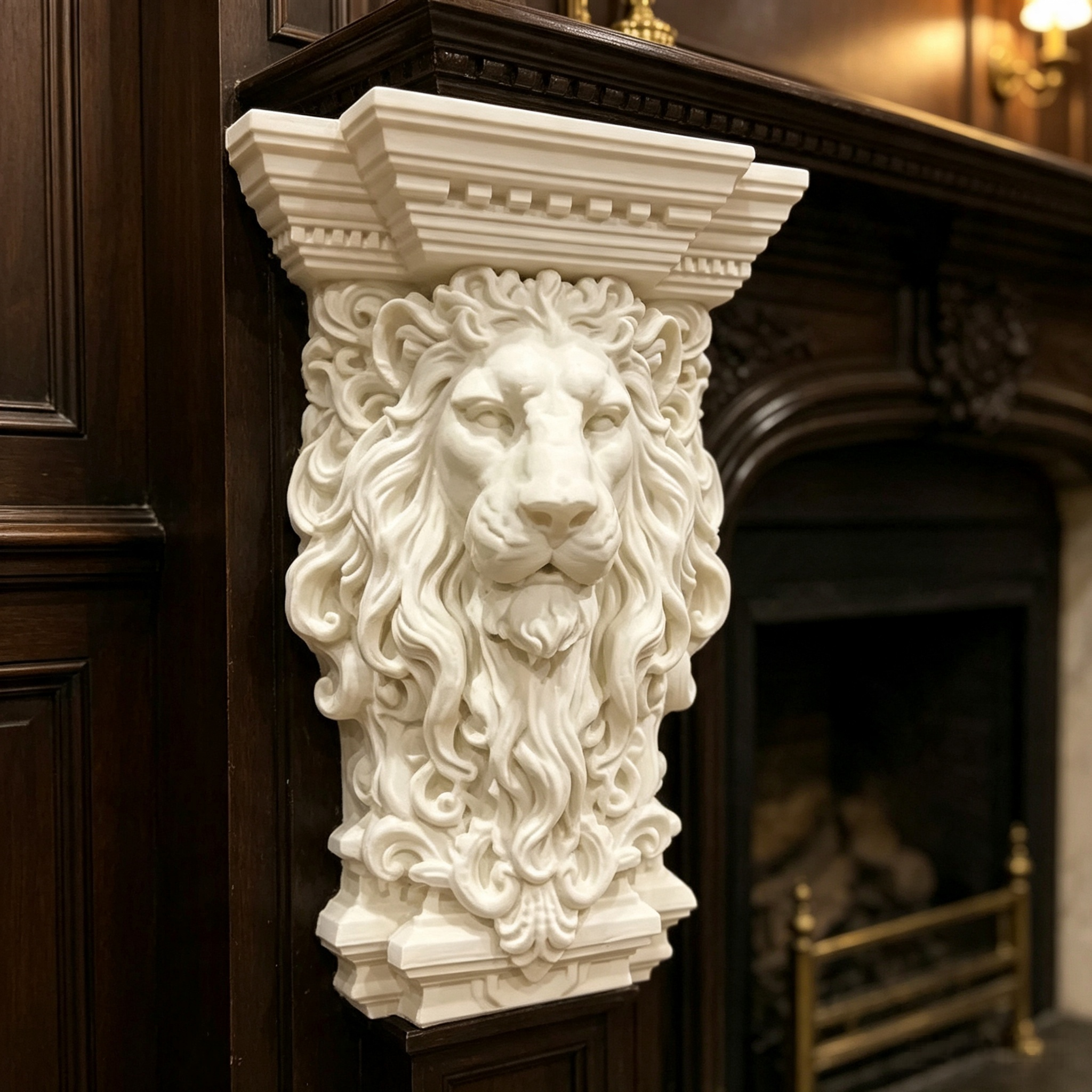 Furniture Decoration 3D Printed Arts Vintage Lion Head Corbel Bracket