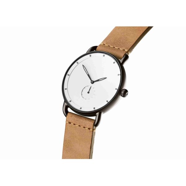 Tan leather wrist watch stainless steel back water resistant 5atm for men