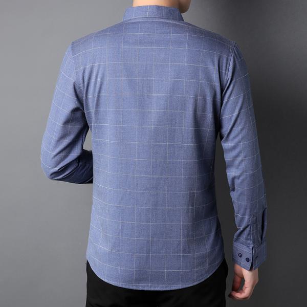 Polyester Fiber Viscose Custom Logo Men's Shirts Long Sleeve Shirt Casual with Lining