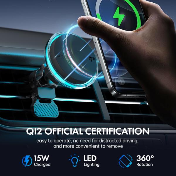冷却ファンと星空ライトステップデザイン、大容量電話互換性を備えた15W急速充電カーワイヤレス充電器