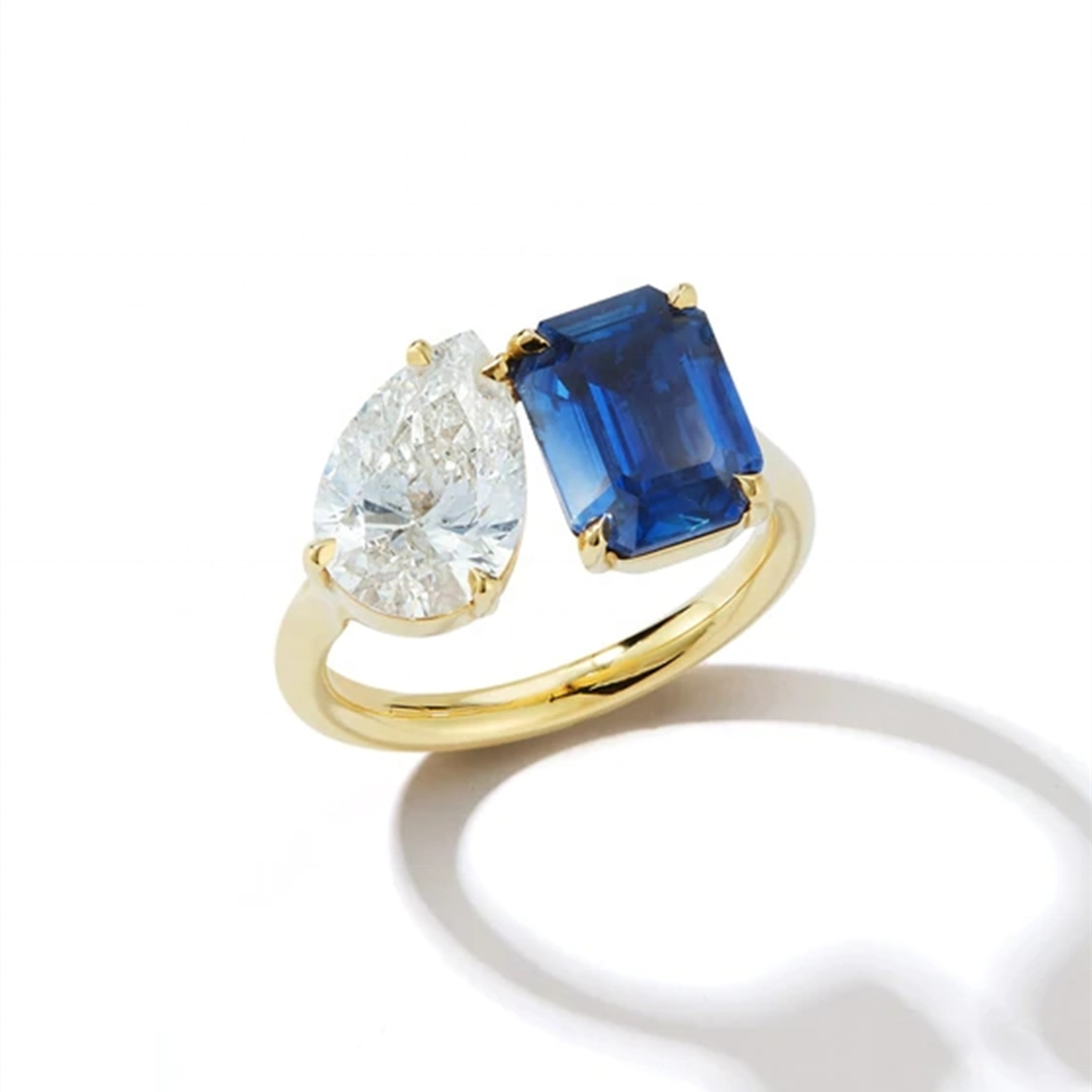 Женщины, девочки, ювелирные изделия, регулируемые открытые кольца с большими камнями, серебро 925 ст.