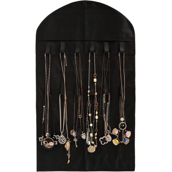 FORAINEAM 3 PACK HANGING JEWELRY ORGANIZER 32 POCKETS 18 HOOK AND LOOPS NECKLACE HOLDER EARRINGS BRACELET RING DISPLAY