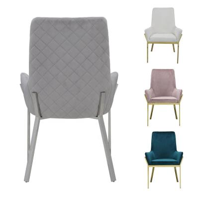 NO Folded OEM Velvet Dining Room Chairs Stainless Steel Metal Legs Dining Chairs