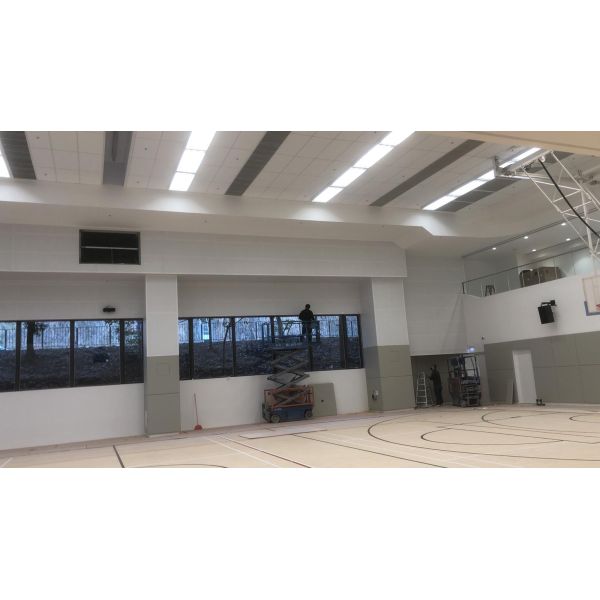 Salón de deportes 16/16/6mm Blanco laminado de madera perforado panel acústico tablero de insonorización