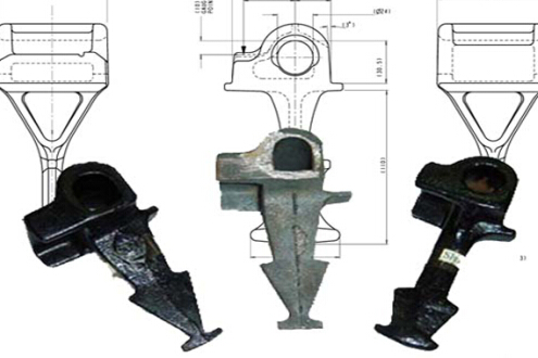 Прикрепляя чугун плеча железнодорожных слиперов железнодорожный