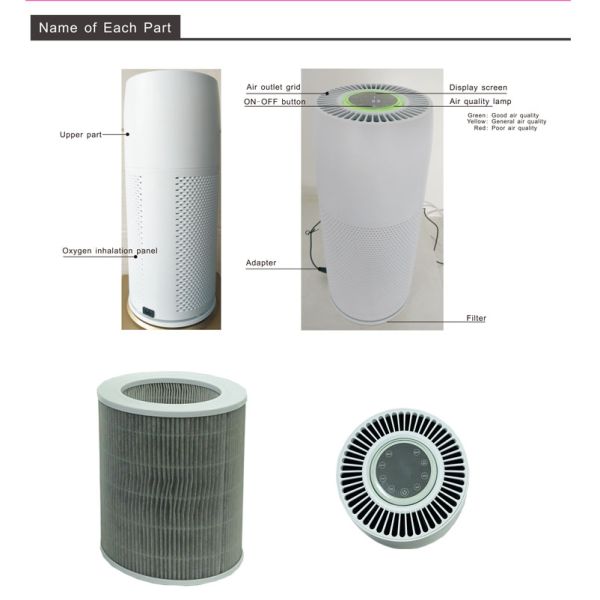 218*218*501mm 230m3/H 12h Ultra Quiet Air Purifier