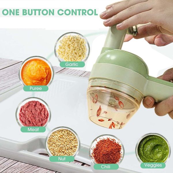 Europe Portable 4 in 1 Vegetable Cutter Set Smart Gadget Electric Slicer Kitchen Chopper
