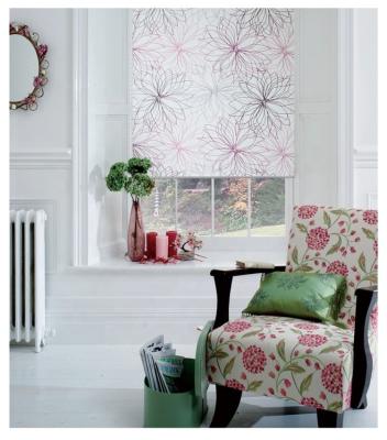 Blackout Fabric White Kitchen Roller Blind Waterproof Horizontal Pattern