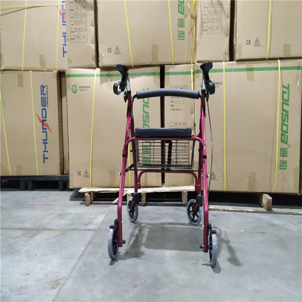 Non Slip Mobility Rollator Sweat Absorbent Aluminum Trolley Walker