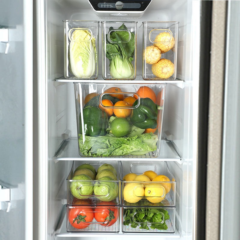 Modern Rectangle Refrigerator Storage Drawer Freezer Food Grade Transparent Storage Box