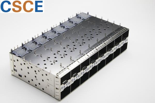 Nick Silver 2 * 8 SFP Cage Assembly , SFP Optical Module 1.05mm Diameter Holes