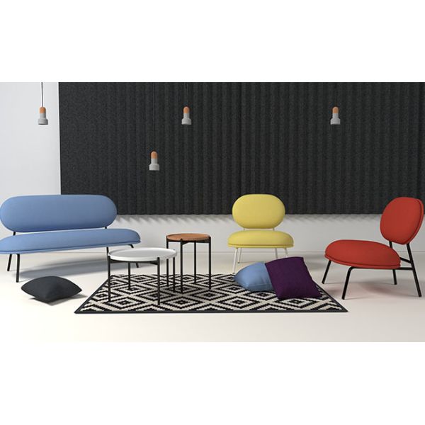 Cupsule Cushion Lounge Sofa On Metal Legs Accent Seat For Hotel And Office