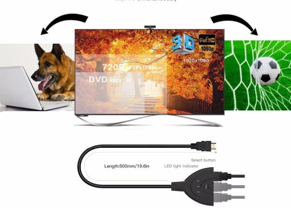 1.4b 1080P 4K*2K 3 Ports 250MHz HDMI Switch Cable For DVD HDTV Xbox