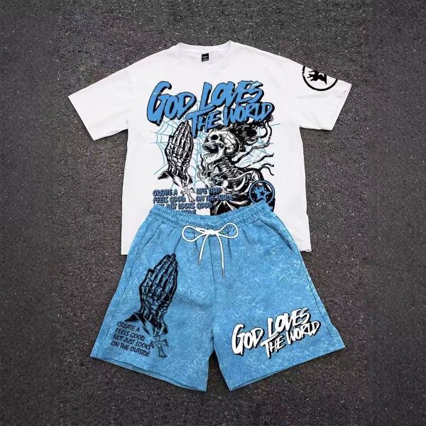 Graphic Design Streetwear Set with Wide-Leg Pants and Breathable Fabric for Urban Fashion