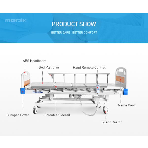 YA-D3-3 Folding Semi Fowler Medical Bed , 3 Function Ward / ICU Bed For Patient