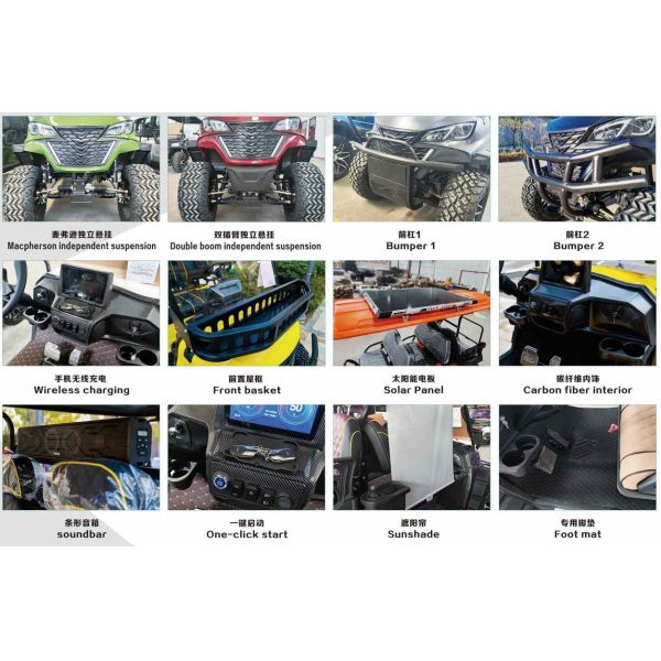 Electric Hunting Off Road Golf Cart 6 Seats With 80km Endurance