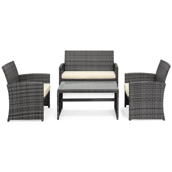 Waterproof Weather Resistant Aluminum Frame Modern Brown PE Rattan Woven Sofa Chair Coffee Table Sets