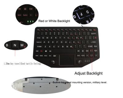 Teclado industrial Ruggedized com a montagem do painel do luminoso do Touchpad