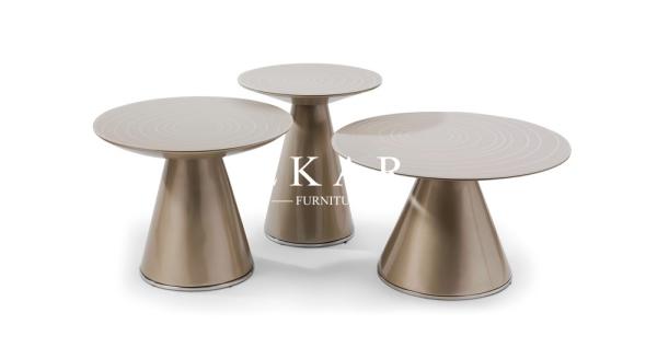 Modern Designs Stainless Steel Base Wood Frame Small Round Coffee Table