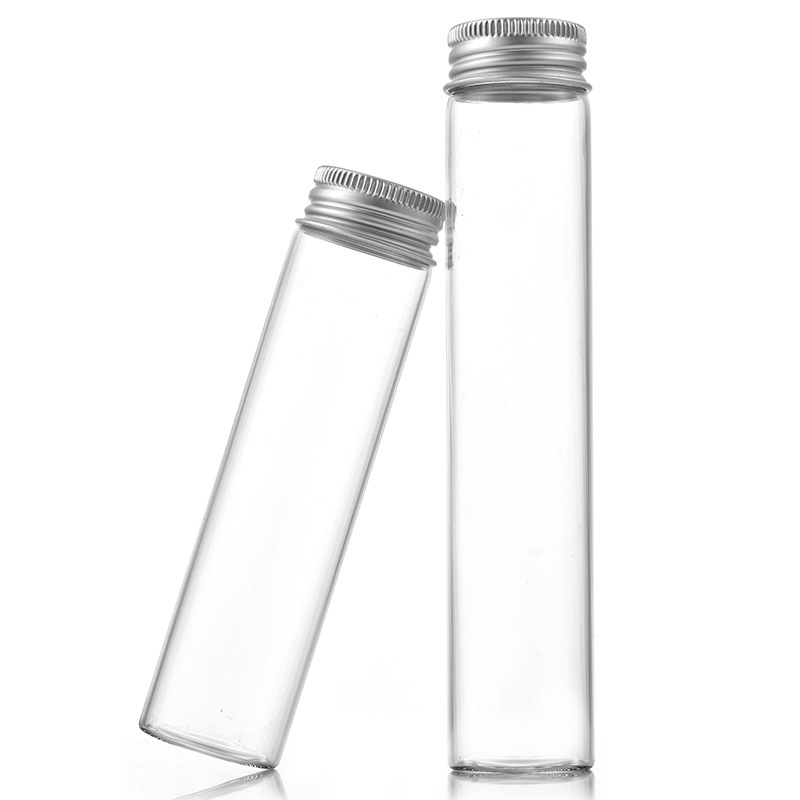 30mm Flat Bottom Borosilicate Glass test Tubes Sample Bottle with Aluminum Screw Cap