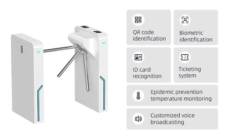 Semi Automatic Tripod Turnstile Gate Face Recognition QR Code Scanner Pedestrian Access Control System for Stadium Factory