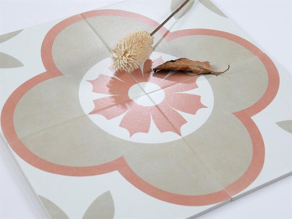 White and Blue Retro Flower Ceramic Rustic Tile 200x200mm