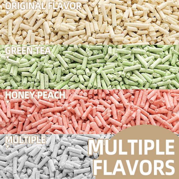 Échantillons Gratuits de Produits de Beauté - Arène pour Chats - Contrôle des Odeurs - Pêche, Thé Vert, Litière Agglomérante pour Chats au Tofu