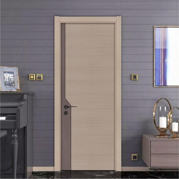 6 Layer HDF Cherry Wood Doors Interior Room Door Crackproof 80mm Width