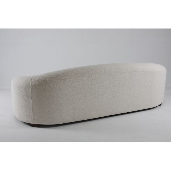 Luxury And Modern White Boucle Living Room Sofa With Wooden Legs
