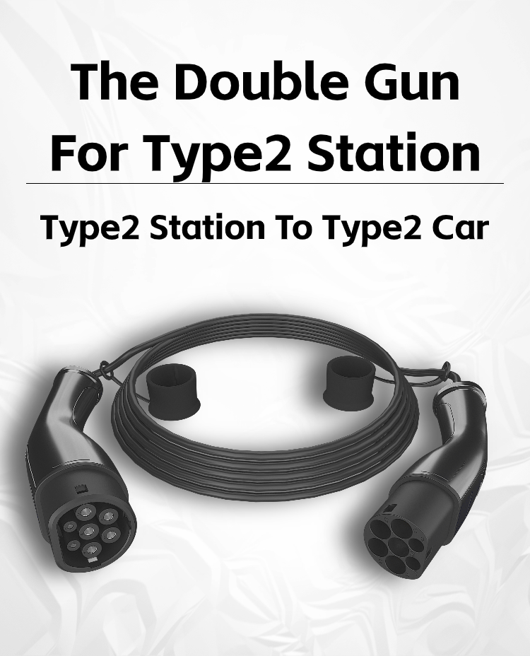 Double-Head Gun EV Charging Cable 22KW Type2 Wireless Charging Station with 32 Amp Rated Current and 220V Input Voltage