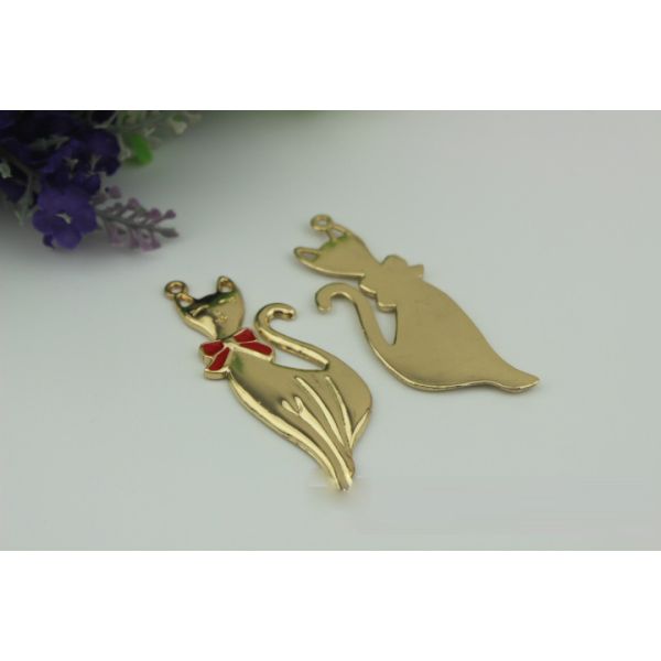 Fashion ladies shoes accessories zinc alloy gold fox pattern metal lable tag with drip glue