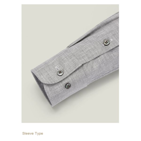 Men's Business Formal Long Sleeve Dress Shirt with Pocket and Slim Fit Design