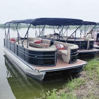 Pontoon en aluminium de 25 pieds, bateau de fête avec moteur et remorque