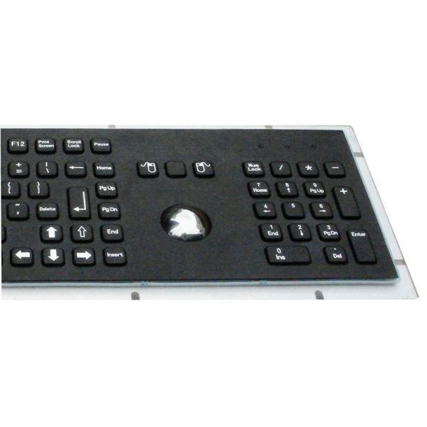Водоустойчивая черная клавиатура Маунта панели металла с Trackball, функциональными клавишами и кнопочной панелью номера