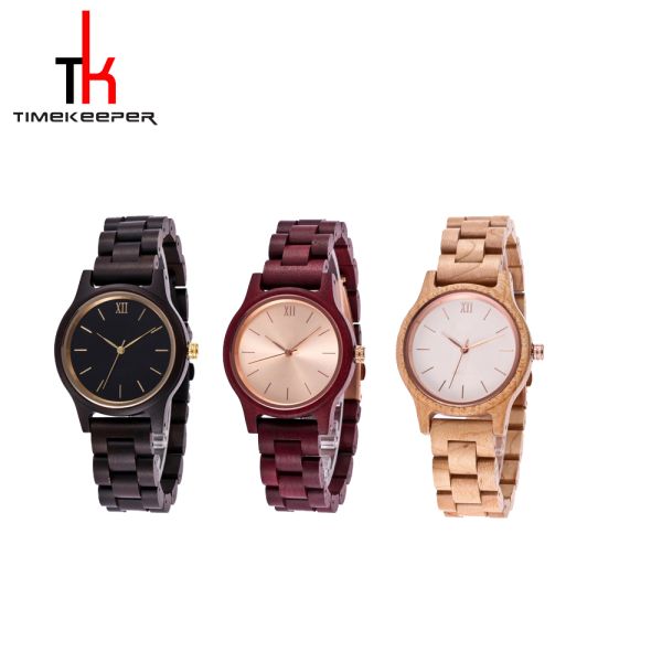 Customized Small Face Wooden Wrist Watch For Ladies Sandalwood Strap