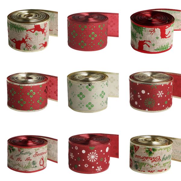 Шнурка с напечатанным рождественским логотипом для упаковки Ширина 63 мм Шнурка из ткани