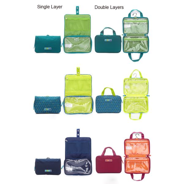 Folding Suspensible Mens Toiletry Bag Double Layer Design PVC Material