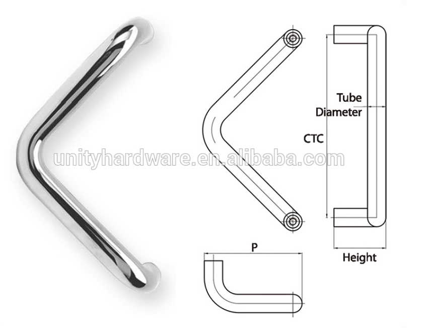 Commercial Door Pull Handles , INOX Pull Handles Stainless Steel Material