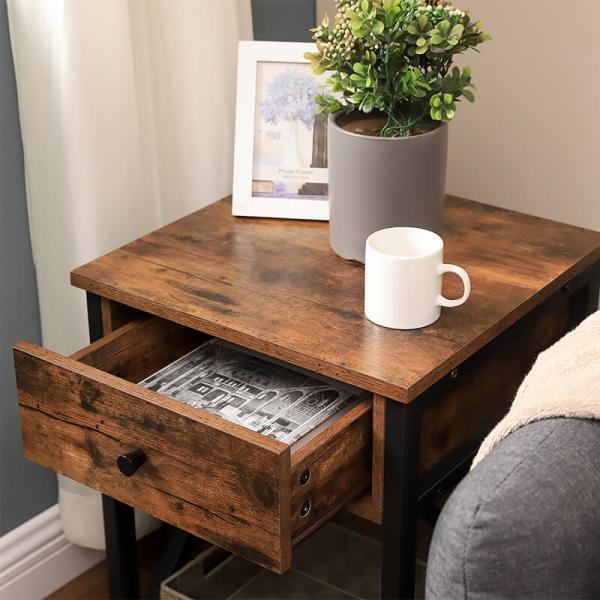 Nightstand with Drawer, Wholesale Bedside Table, Industrial Style Nightstand, XLET22BX